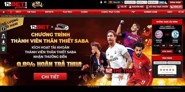 12Bet sở hữu giao diện trang web dễ nhìn